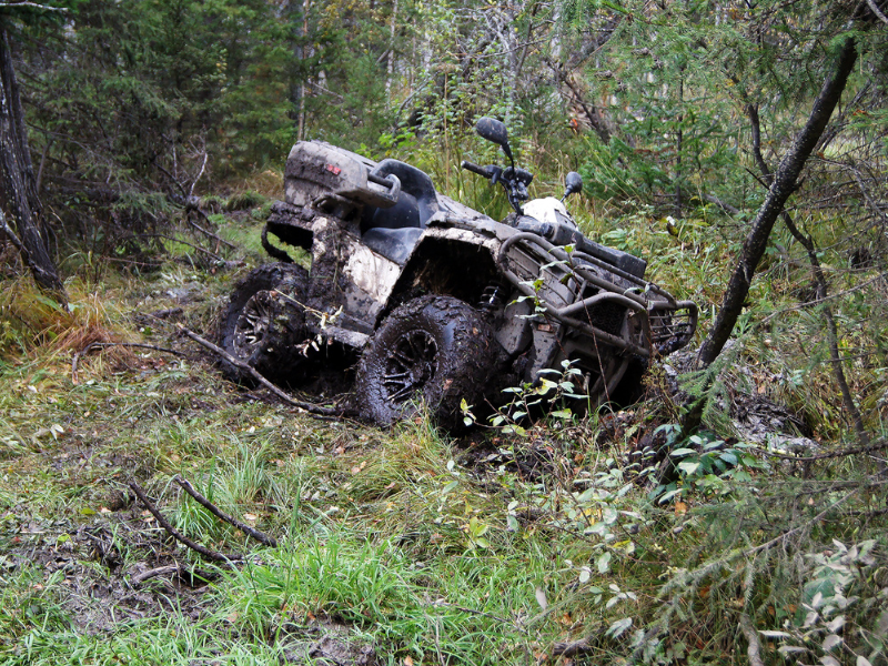 ATV accident - ATV boot in mud